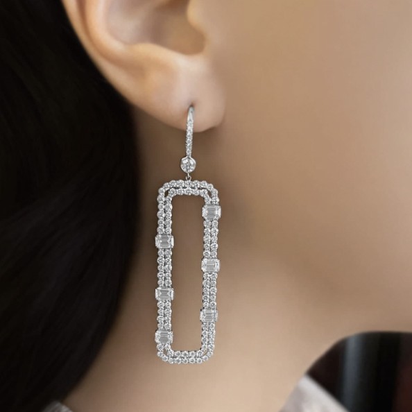 Rectangular Diamond Earrings
